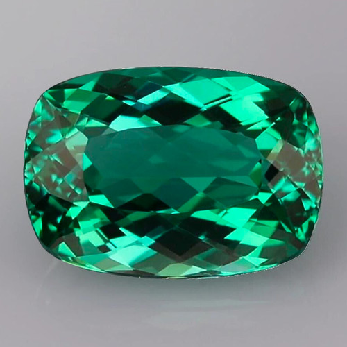 9x6.5 mm { 2.14 cts} Cushion Brilliant Cut AAA Fire Intense Emerald Blue Green Apatite Natural {Flawless-VVS}--AAA Grade