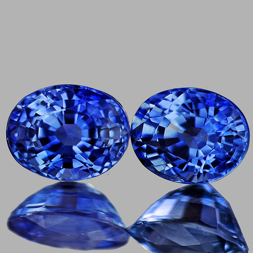 4.5x3.5 mm 2 pcs Oval AAA Fire Intense Ceylon Blue Sapphire Natural {Flawless-VVS}--AAA Grade