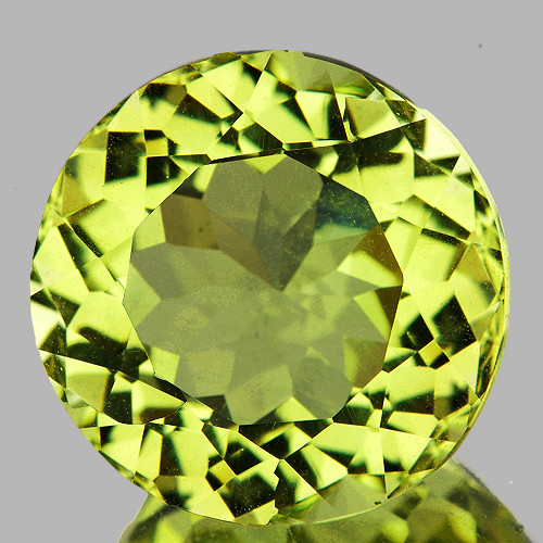 11.00 mm { 5.37 cts } Round Brilliant Cut AAA Fire Natural Green Gold Lemon Quartz {Flawless-VVS}