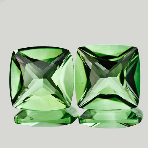 14.00 mm 2pc Cushion Best AAA Fire Intense Green Amethyst Natural {Flawless-VVS1}