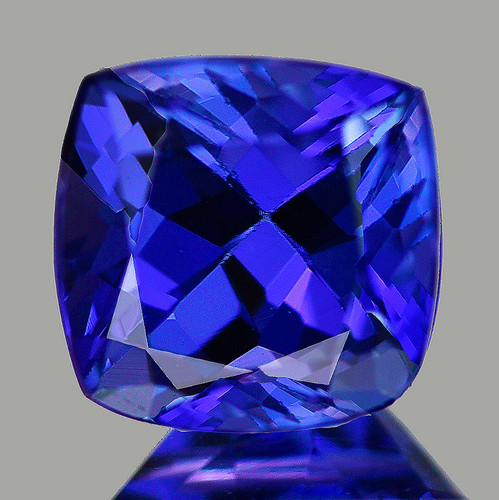 6.00 mm { 1.20 cts} Cushion Brilliant Cut AAA Fire D Block Intense Purple Blue Tanzanite Natural {Flawless-VVS}--AAA Grade