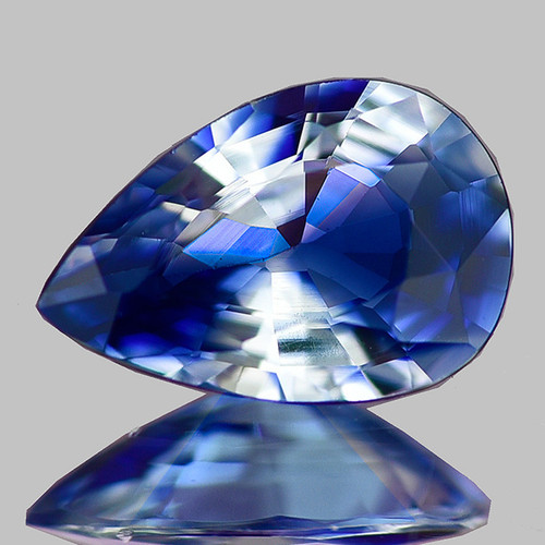 6x4 mm Pear AAA Fire Natural Bi Color Ceylon Blue Sapphire (Flawless-VVS)