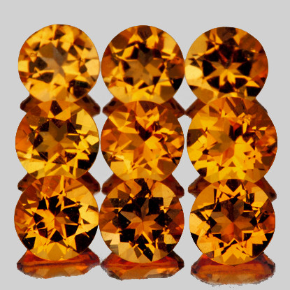 5.00 mm 9 pcs Round Machine Brilliant Cut Extreme Brilliancy Intense Golden Yellow Citrine Natural  {Flawless-VVS}--AAA Grade