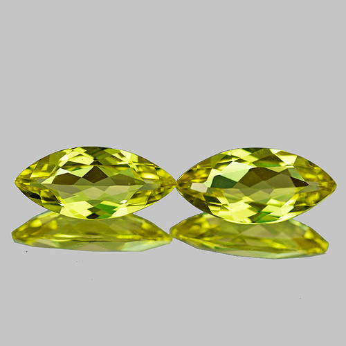 13x6 mm 2pcs { 3.00 cts} Marquise Brilliant Cut Extreme Brilliancy Intense Canary Yellow Beryl 'Heliodor' Natural {Flawless-VVS1}--AAA Grade