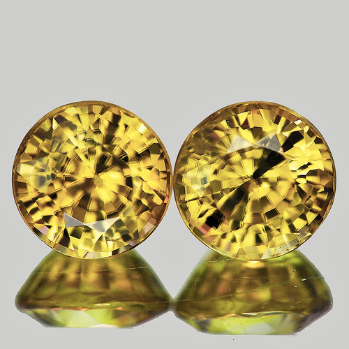 6.00 mm 2 pcs Round Machine Cut Extreme Brilliancy Premium Imperial Yellow Zircon Natural {Flawless-VVS1}--AAA Grade