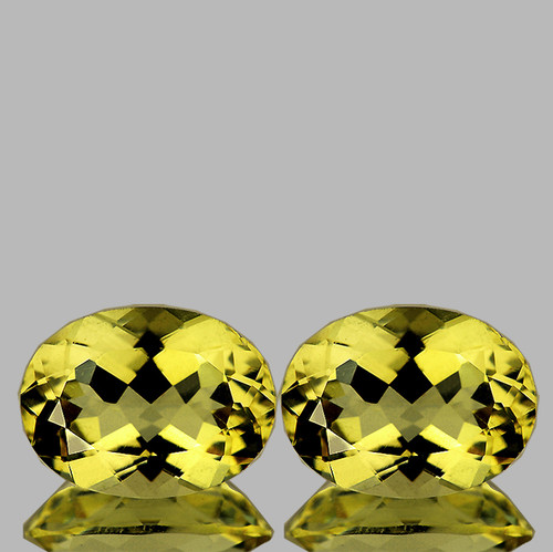 7x5 mm 2pcs { 1.33 cts } Oval Brilliant Cut AAA Fire Intense Canary Yellow Beryl 'Heliodor' Natural {Flawless-VVS1}--AAA Grade