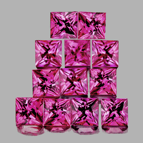 2.30 mm 12 pcs Square Princess Cut Extreme Brilliancy Intense Pink Sapphire Natural {Flawless-VVS}--AAA Grade