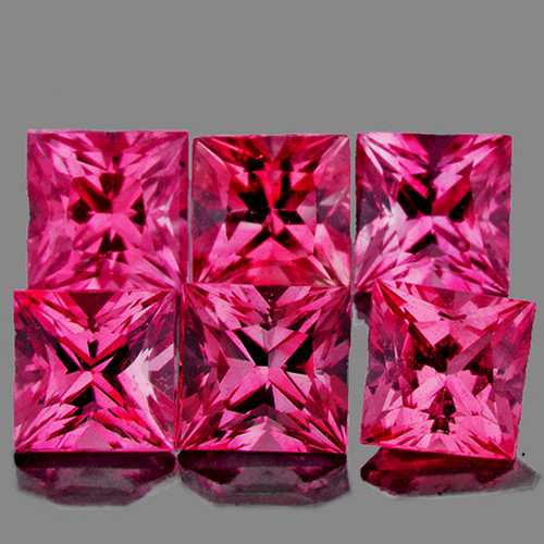 2.80 mm 6 pcs Square Princess Cut AAA Fire Intense Pink Red Sapphire Natural {Flawless-VVS}
