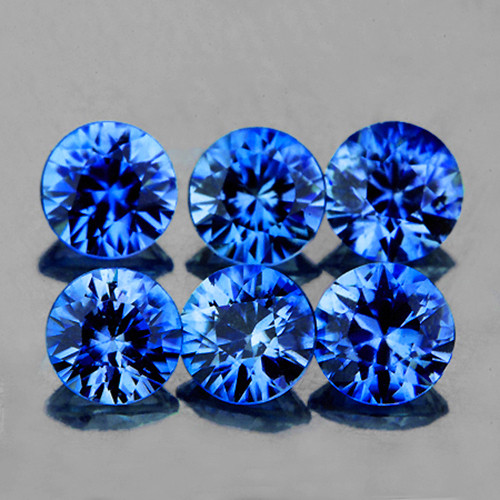 3.00 mm 6 pcs Round Brilliant Cut AAA Fire Intense Cornflower Blue Sapphire Natural (Flawless-VVS}--AAA Grade