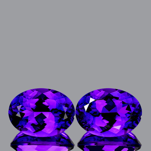 18x13 mm 2pcs { 21.67 cts } Oval Brilliant Cut Best AAA Fire Intense Royal Purple Amethyst Natural {Flawless-VVS1}--AAA Grade