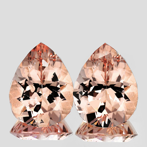 9x7mm 2pcs Pear Brilliant Cut Extreme Brilliancy AAA Peach Morganite Natural { Flawless-VVS }--AAA Grade
