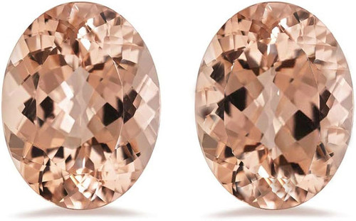11x9 mm 2pcs { 6.09 cts} Oval Brilliant Cut AAA Fire Top Peach Pink Morganite Natural [Flawless-VVS]--AAA Grade