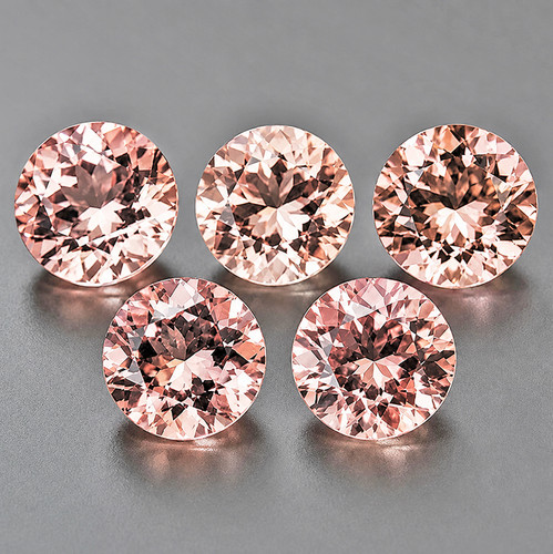 5.50 mm 5 pcs Round Machine Brilliant Cut Extreme Brilliancy Natural Peach Pink Morganite [Flawless-VVS]