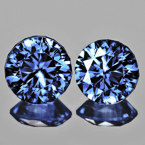 4.00 mm 2pcs Round Machine Brilliant Cut Extreme Brilliancy Intense Australia Blue Sapphire Natural {Flawless-VVS}--AAA Grade