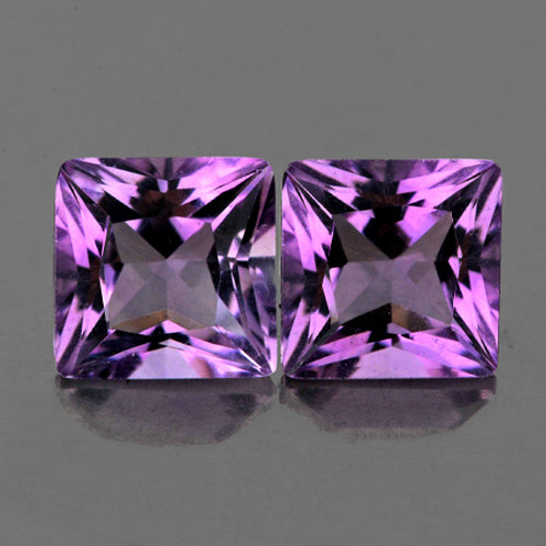6.00 mm 2 pcs Square Princess Cut Top Purple Amethyst Natural {Flawless-VVS1}