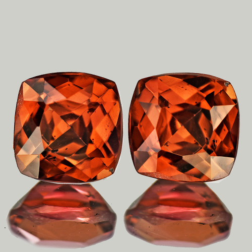 6.30 mm 2pcs  ( 3.20 cts ) Cushion Brilliant Cut AAA Fire Natural Color Shift Pink Orange Malaya Garnet {Flawless-VVS}