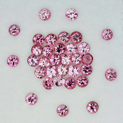 2.30 mm 16 pcs Round Machine Brilliant Cut Extreme Brilliancy Intense Pink Sapphire Natural {Flawless-VVS}--AAA Grade