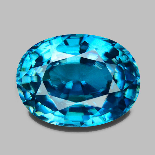 10x8 mm { 4.67 cts } Oval AAA Fire Intense Electric Blue Zircon Natural {Flawless-VVS1}--AAA Grade--FREE CERTIFICATE