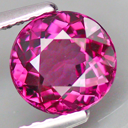6.00 mm { 0.91 cts } Round Brilliant Cut AAA Fire Intense Pink Tourmaline Natural {Flawless-VVS}--AAA Grade
