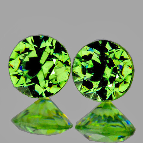 3.40 mm 2 pcs Round Brilliant Cut Extreme Brilliancy Natural AAA Green Demantoid Garnet {Flawless-VVS}--AAA Grade