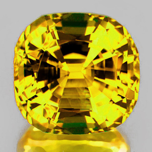 6.00 mm { 1.01 cts } Cushion AAA Fire Intense Yellow Sapphire Natural {Flawless-VVS1}--AAA Grade