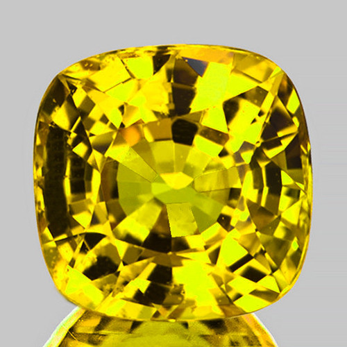 5.80 mm { 1.15 cts } Cushion AAA Fire Intense Canary Yellow Sapphire Natural {Flawless-VVS1}--AAA Grade