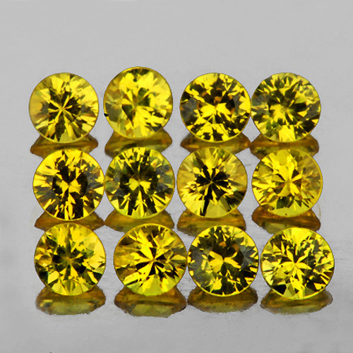 2.70 mm 12 pcs Round Brilliant Cut AAA Fire Intense Yellow Sapphire Natural  {Flawless-VVS1}