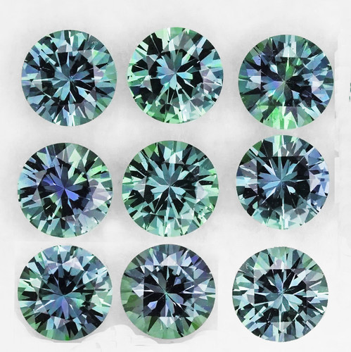 2.80 mm 9 pcs Round Machine Brilliant Cut Extreme Brilliancy Natural AAA Teal Green Blue Sapphire {Flawless-VVS}--AAA Grade