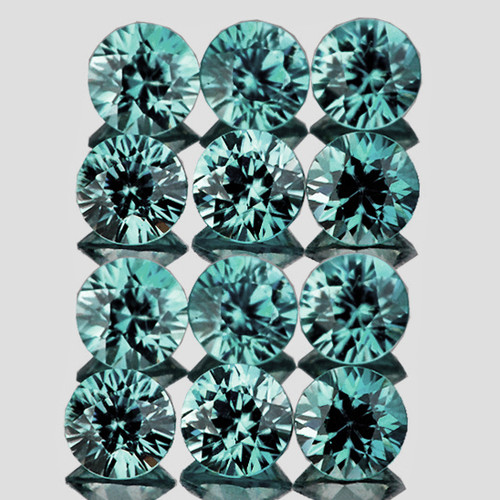 2.50 mm 12 pcs Round Machine Brilliant Cut Extreme Brilliancy Natural AAA Teal Blue Green Sapphire {Flawless-VVS}--AAA Grade