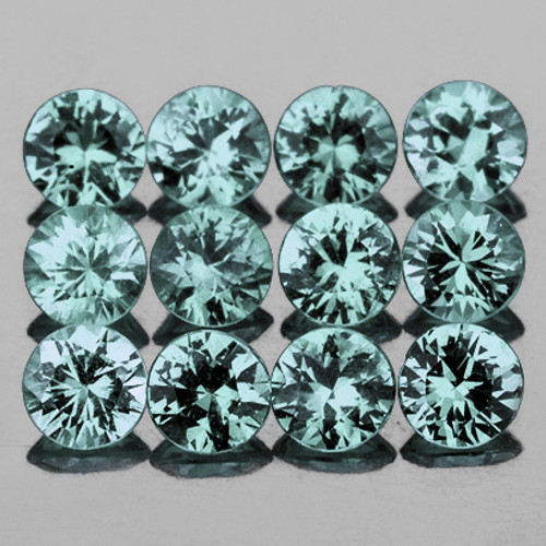2.50 mm 12 pcs Round Machine Brilliant Cut Extreme Brilliancy Natural Teal Green Blue Sapphire {Flawless-VVS}--AAA Grade