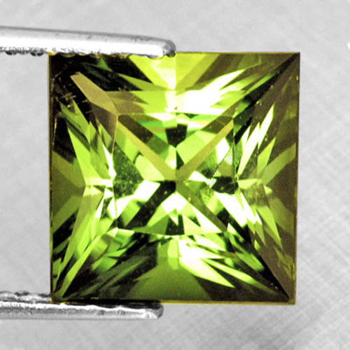 7.00 mm { 1.80 cts } Square Princess Cut AAA Fire Natural Yellow Green Tourmaline {Flawless-VVS} 7.00 mm { 1.80 cts } Square Princess Cut AAA Fire Natural Yellow Green Tourmaline {Flawless-VVS}