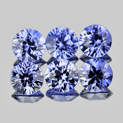 3.00 mm 6 pcs Round Machine Brilliant Cut Extreme Brilliancy Natural Ceylon Blue Sapphire {Flawless-VVS}