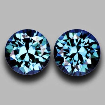 3.70 mm 2 pcs Round Machine Brilliant Cut Extreme Brilliancy AAA Teal Blue Sapphire Natural {Flawless-VVS}--AAA Grade
