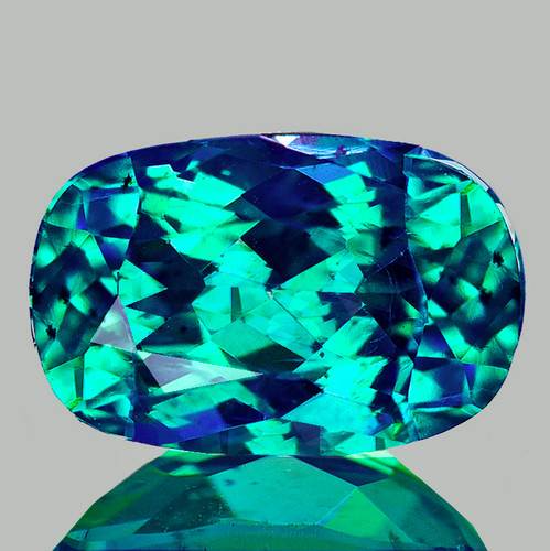 10x7 mm { 3.00 cts} Cushion Brilliant Cut AAA Fire Premium Emerald Blue Green Apatite Natural {VVS}--AAA Grade