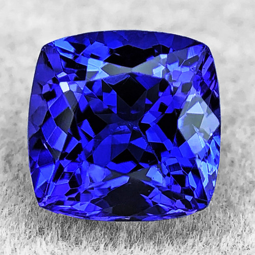8.00 mm { 3.18 cts } Cushion Brilliant Cut Extreme Brilliancy D Block Intense Purple Blue Tanzanite Natural {Flawless-VVS1}--Premium Grade--FREE CERTIFICATE