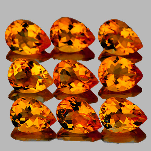 4.5x3.5 mm 9 pcs { 2.38 cts } Pear Brilliant Cut AAA Fire Intense Fanta Orange Spessartite Garnet Natural {VVS}--AAA Grade