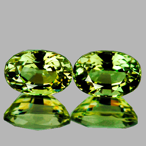 6x4 mm 2 pcs Oval AAA Fire AAA Australia Canary Green Sapphire Natural {Flawless-VVS}--AAA Grade
