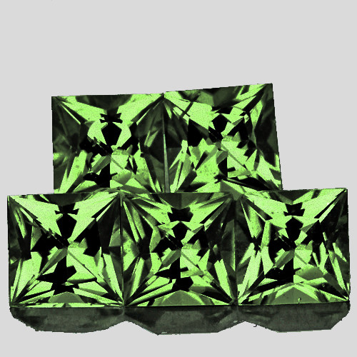 3.20 mm 5 pcs Square Machine Princess Cut Extreme Brilliancy AAA Australia Green Sapphire Natural {Flawless-VVS}--AAA Grade