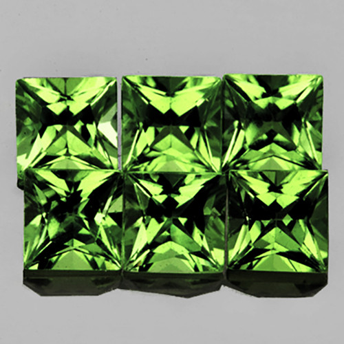2.70 mm 6 pcs Square Machine Princess Cut Extreme Brilliancy AAA Australia Green Sapphire Natural {Flawless-VVS}--AAA Grade