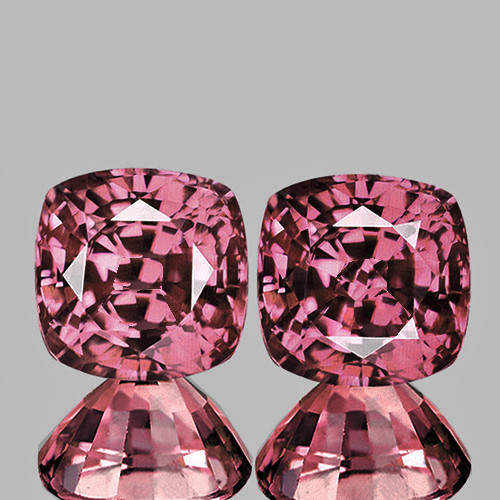 3.50 mm 2pcs Cushion AAA Fire Intense Padparadscha Pink Sapphire Natural {Flawless-VVS}--AAA Grade