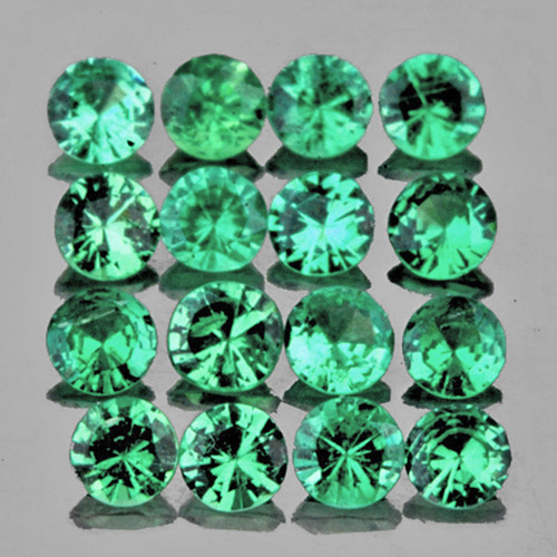 2.00 mm 30 pcs Round Brilliant Cut AAA Fire Intense Blue Green Emerald Natural ( VVS-SI)
