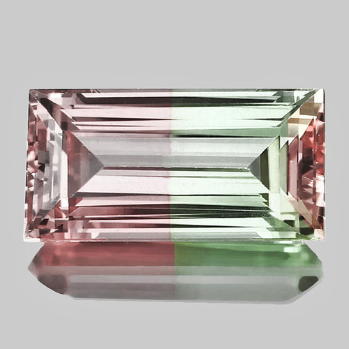 9.5x5 mm { 1.46 cts } Baguette Machine Emerald Cut Best AAA Neon Bi Color Green Pink Tourmaline Natural {Flawless-VVS}--AAA Grade