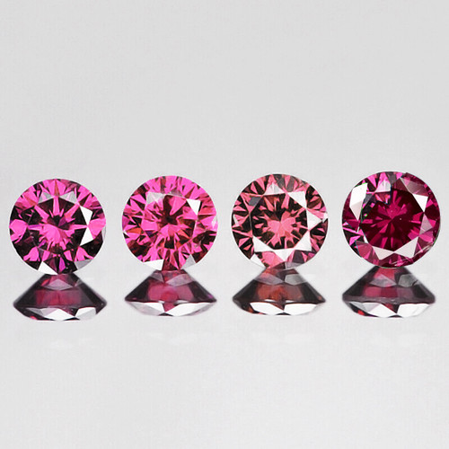 4.50 mm 4 pcs { 1.43 cts } Round Machine Brilliant Cut Extreme Brilliancy Intense Pink Tourmaline Natural {Flawless-VVS1}--AAA Grade