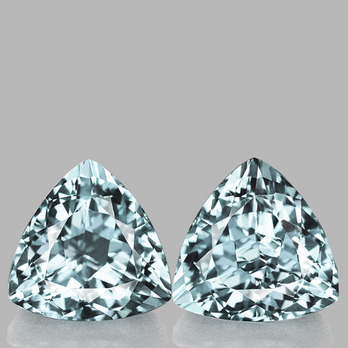 10.00 mm 2 pcs { 5.45 cts } Trillion Brilliant Cut Extreme Brilliancy Natural Blue Aquamarine {Flawless-VVS}--AAA Grade