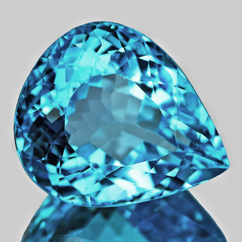 14x13 mm { 10.38 cts} Pear Brilliant Cut Extreme Brilliancy Intense Sky Blue Topaz Natural {Flawless-VVS1}--AAA Grade