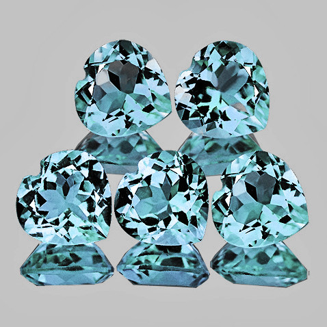 7.00 mm 5 pcs Heart Brilliant Cut AAA Fire Natural Sky Blue Topaz {Flawless-VVS1}