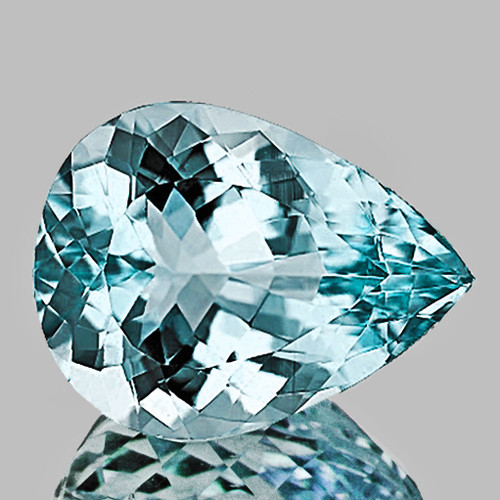12x9 mm { 2.53 cts} Pear Brilliant Cut Best AAA Fire Natural Blue Aquamarine {Flawless-VVS}--AAA Grade