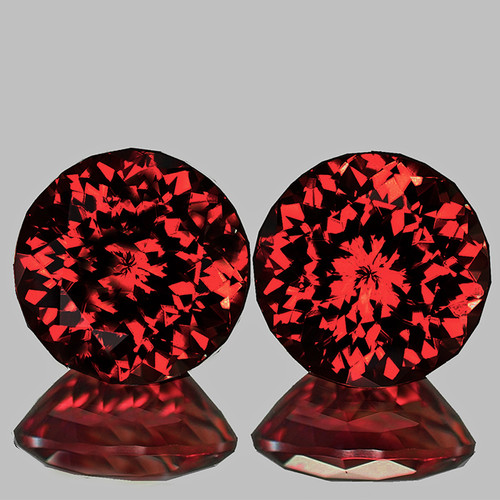 8.00 mm 2 pcs { 5.46 cts } Round Brilliant Cut Extreme Brilliancy AAA Cherry Red Rhodolite Garnet Natural {Flawless-VVS}--AAA Grade