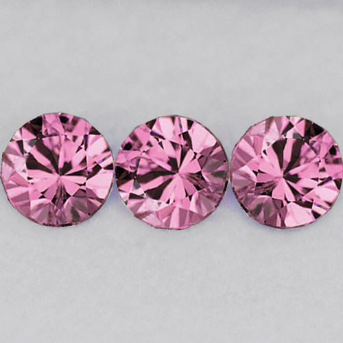 4.70 mm 3 pcs { 1.52 cts} Round Brilliant Cut AAA Fire Natural Vivid Pink Spinel {Flawless-VVS}