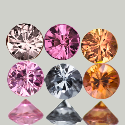 3.50 mm 6 pcs Round Brilliant Cut AAA Fire Natural Multi Color Spinel {Flawless-VVS}